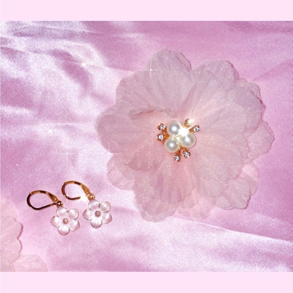 Handmade sterling silver pink Spring blossom earrings price firm